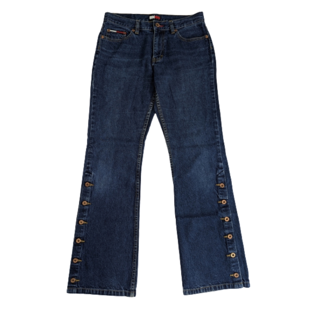 Tommy Hilfiger Vintage Leg Button Flare Jeans 7 - Picture 2 of 8